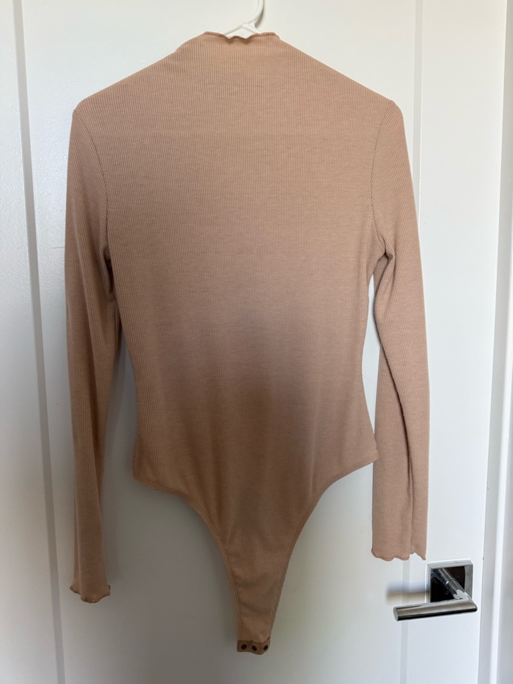 SHEIN Long Sleeve Ribbed Bodysuit - Tan
